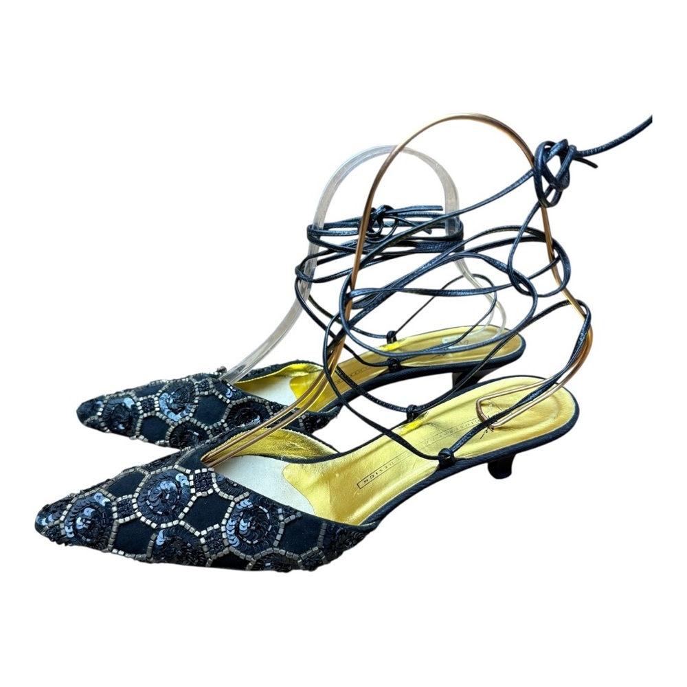 Giuseppe Zanotti Pissi Size 8.5-9 (39) Gold  black Heeled Strap Sandals